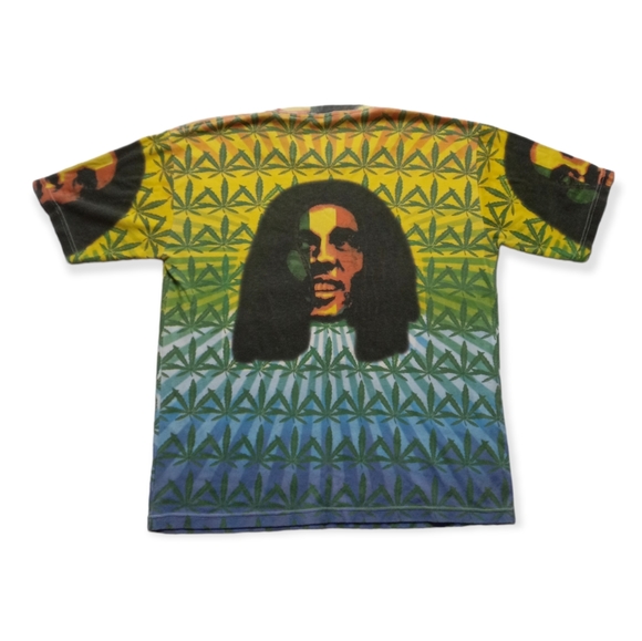 VINTAGE 90s BOB MARLEY AOP WEED TEE - Picture 2 of 5